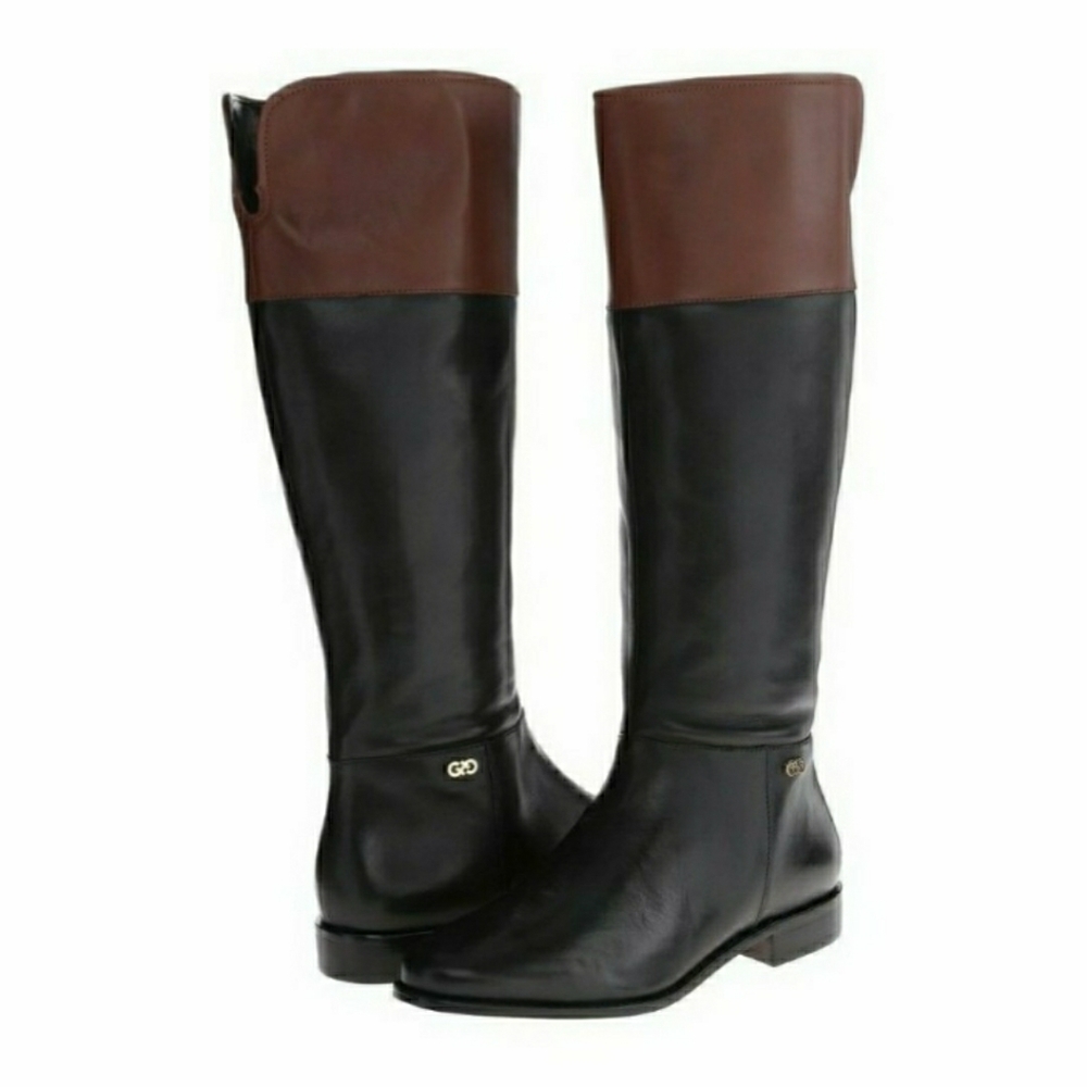 Cole Haan Primrose Black Leather Tall Riding Boots - Picture 1 of 16